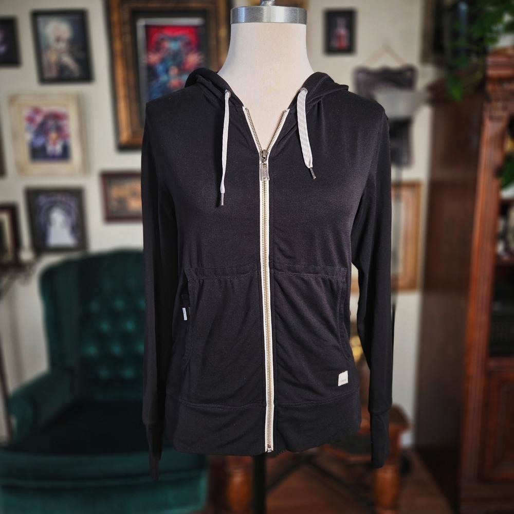 Vuori Halo Performance Zip Front Hoodie Black XS Womens Athletic Yoga Jacket